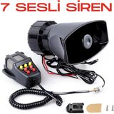 ŞüsCarOto Aksesuar Her Araca Uyumlu 7 Sesli Güçlü Siren Korna Mikrofonlu Megafonlu 12V Polis Sireni 100W