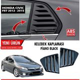 ŞüsCarOto Aksesuar Honda Civic Fb7 2012-2016 Uyumlu Kelebek Cam Izgarası Kelebek Cam Vizörü Havalandırma Sağ Sol Takım Parlak Siyah