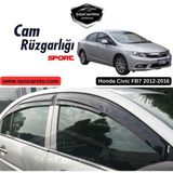 ŞüsCarOto Aksesuar Honda Civic Fb7 2012-2016 Uyumlu Mugen Cam Rüzgarlığı Seti Piano Black 4'lü