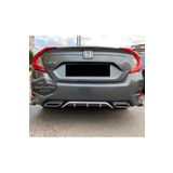 ŞüsCarOto Aksesuar Honda Civic FC5 2016-2021 Uyumlu Siyah Gri Difüzör Tırnaklı Kare Egzoz Arka Tampon Eki İthal