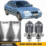 ŞüsCarOto Aksesuar Hyundai Accent Admire 2003-2006 Uyumlu Mercekli Far Ampulü LED Xenon Beyaz Renk Far Şimşek Etkili Csp LED Lamba Uzun Kısa 2 Adet Takım