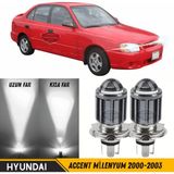 ŞüsCarOto Aksesuar Hyundai Accent Milenyum 2000-2003 Uyumlu Mercekli Far Ampulü LED Xenon Beyaz Renk Far Şimşek Etkili Csp LED Lamba Uzun Kısa 2 Adet Takım