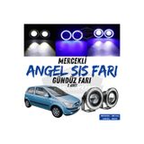 ŞüsCarOto Aksesuar Hyundai Getz 2002–2011 Uyumlu Mercekli Angel Sis Farı Metal 76 mm Mavi Halkalı Gündüz Farı 2 Adet