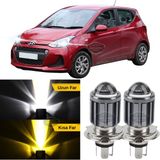 ŞüsCarOto Aksesuar Hyundai I10 2007-2019 Uyumlu Mercekli Far Ampulü LED Xenon Çift Renk Sarı-Beyaz Far Şimşek Etkili Csp LED Lamba Uzun Kısa 2 Adet Takım