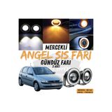 ŞüsCarOto Aksesuar Opel Corsa C 2000-2006 Uyumlu Mercekli Angel Sis Farı Metal 76 mm Turuncu Halkalı Gündüz Farı 2 Adet