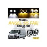 ŞüsCarOto Aksesuar Peugeot Boxer Uyumlu Üniversal Mercekli Angel Sis Farı Metal 76 mm Sarı Halkalı Gündüz Farı 2 Adet