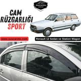 ŞüsCarOto Aksesuar Renault 12 Sedan Toros Sw Station Wagon 1988-2001 Uyumlu Mugen Cam Rüzgarlığı Seti Piano Black 4\'lü Ithal Parlak Siyah