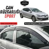 ŞüsCarOto Aksesuar Renault Megane 3 Hb 2009-2016 Uyumlu Mugen Cam Rüzgarlığı Seti Piano Black 4\'lü Ithal Parlak Siyah