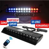 Şüscaroto Aksesuar S12 Kumandalı Cam İçi Vantuzlu Polis Çakar Lamba İkaz Lambası 12 Ledli 14