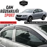 ŞüsCarOto Aksesuar Skoda Octavia Mk3 2013-2019 Uyumlu Mugen Cam Rüzgarlığı Seti Piano Black 4\'lü Ithal Parlak Siyah