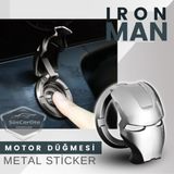 ŞüsCarOto Aksesuar Start Stop Tuşu Kapağı Iron Man Metal Tuş Koruyucu Dekoratif Özel Çinko Alaşım Krom