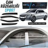 ŞüsCarOto Aksesuar Sunplex Peugeot 301 2012-2021 Uyumlu Spor Cam Rüzgarlığı Seti Piano Black 4\'lü Parlak Siyah