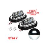 ŞüsCarOto Aksesuar Üniversal Plaka Lambası 6 Led Güçlü Işık Su Geçirmez Krom Plaka Işığı Oto Aydınlatma 12/24V 2 Adet