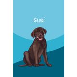Susi: Personalisiertes Notizbuch mit Labrador Hundemotiv DIN A5 / Tagebuch / blanko – Hunde