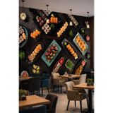 Suşi Sunumu Temalı Mutfak ve Restoran İçin Tek Parça Tekstil Duvar Kağıdı, 100 x 100
