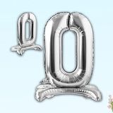 SüSLe Bebek ve Parti 0 Rakam Ayaklı Folyo Balon, 65 Cm - Gümüş