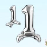 SüSLe Bebek ve Parti 1 Rakam Ayaklı Folyo Balon, 65 Cm - Gümüş