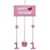 SüSLe Bebek ve Parti 1 Yaş Pastalı Keçe Avize Süs - Pembe - 57,00 Cm.