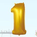 SüSLe Bebek ve Parti 1 Yaş Rakam Folyo Balon, 100 Cm - Altın Çok Renkli