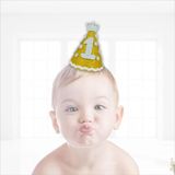 SüSLe Bebek ve Parti 1 Yaş Simli Eva Külah Şapka - Altın