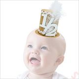 SüSLe Bebek ve Parti 1/2 Yarım Yaş Kraft Karton, Tüylü Melon Şapka Çok Renkli