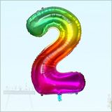 SüSLe Bebek ve Parti 2 Yaş Rakam Folyo Balon, 100 Cm - Gökkuşağı