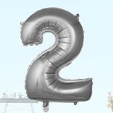 SüSLe Bebek ve Parti 2 Yaş Rakam Folyo Balon, 100 Cm - Gümüş
