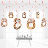 SüSLe Bebek ve Parti 3 Boyutlu Spiralli Yüzük Tavan Süsü, 11 Adet - Rose Gold Çok Renkli
