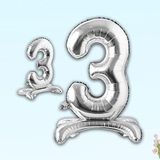 SüSLe Bebek ve Parti 3 Rakam Ayaklı Folyo Balon, 65 Cm - Gümüş