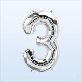 SüSLe Bebek ve Parti 3 Yaş Rakam Gümüş Folyo Balon - 76 Cm Çok Renkli