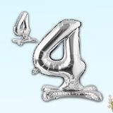 SüSLe Bebek ve Parti 4 Rakam Ayaklı Folyo Balon, 65 Cm - Gümüş Çok Renkli