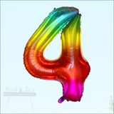 SüSLe Bebek ve Parti 4 Yaş Rakam Folyo Balon, 100 Cm - Gökkuşağı