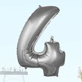SüSLe Bebek ve Parti 4 Yaş Rakam Folyo Balon, 100 Cm - Gümüş