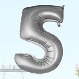 SüSLe Bebek ve Parti 5 Yaş Rakam Folyo Balon, 100 Cm - Gümüş