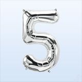 SüSLe Bebek ve Parti 5 Yaş Rakam Gümüş Folyo Balon - 76 Cm Çok Renkli