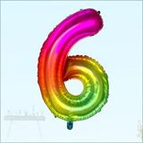 SüSLe Bebek ve Parti 6 Yaş Rakam Folyo Balon, 100 Cm - Gökkuşağı Çok Renkli