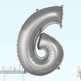 SüSLe Bebek ve Parti 6 Yaş Rakam Folyo Balon, 100 Cm - Gümüş Çok Renkli