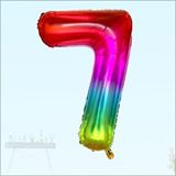 SüSLe Bebek ve Parti 7 Yaş Rakam Folyo Balon, 100 Cm - Gökkuşağı Çok Renkli