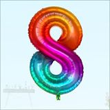 SüSLe Bebek ve Parti 8 Yaş Rakam Folyo Balon, 100 Cm - Gökkuşağı Çok Renkli