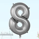 SüSLe Bebek ve Parti 8 Yaş Rakam Folyo Balon, 100 Cm - Gümüş Çok Renkli