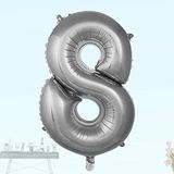SüSLe Bebek ve Parti 8 Yaş Rakam Folyo Balon, 100 Cm - Gümüş