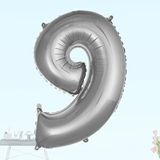 SüSLe Bebek ve Parti 9 Yaş Rakam Folyo Balon, 100 Cm - Gümüş Çok Renkli