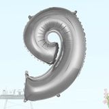 SüSLe Bebek ve Parti 9 Yaş Rakam Folyo Balon, 100 Cm - Gümüş