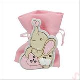 Süsle Bebek ve Parti Ahşap Standlı 10CM x 8cm Kese, Fil Pembe - 1 Adet
