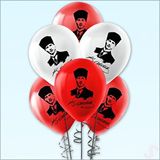 SüSLe Bebek ve Parti Atatürk Baskılı Pastel Balon, 30cm X 8 Adet Çok Renkli