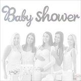 SüSLe Bebek ve Parti Baby Shower Simli Folyo Karton Banner, 90 Cm - Gümüş Çok Renkli