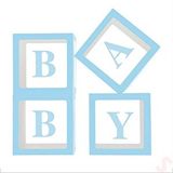 SüSLe Bebek ve Parti Baby Yazılı Şeffaf Balon Kutusu, 30cm X 4 Adetli Set - Mavi Çok Renkli