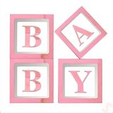 SüSLe Bebek ve Parti Baby Yazılı Şeffaf Balon Kutusu, 30cm X 4 Adetli Set - Pembe