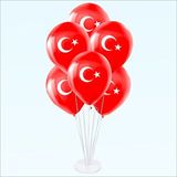 SüSLe Bebek ve Parti Balon Standlı, 7 Adet Ay Yıldız Baskılı 30cm Balon Çok Renkli