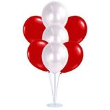 SüSLe Bebek ve Parti Balon Standlı, 7 Adet - Metalik Kırmızı Ve Beyaz Balon